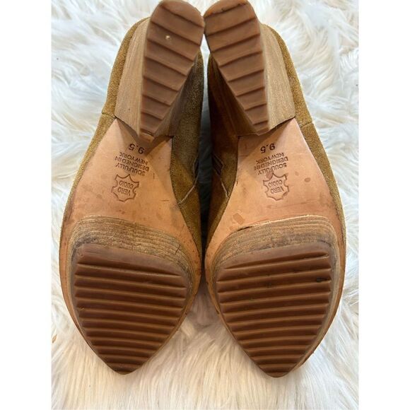 Matt Bernson Suede booties tan cut out ankle size 9.5 platform - Picture 6 of 8